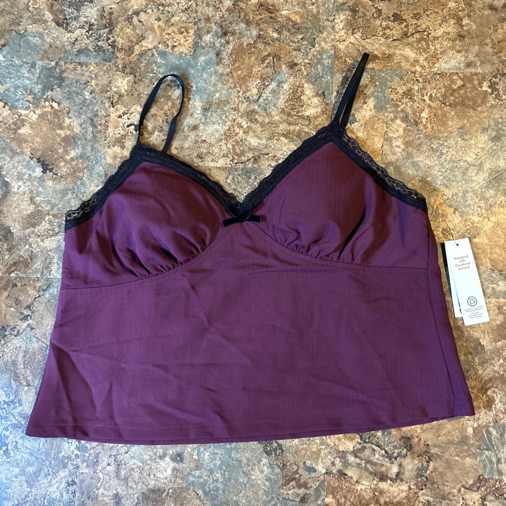 No Boundaries Lace Lined Tank Top Womens Size XL Maroon Sleeveless Shirt